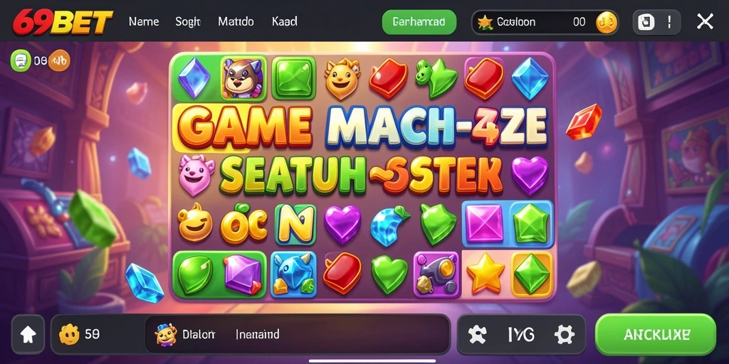 Gameplay menarik dari 69BET dengan elemen Match-3 yang seru.