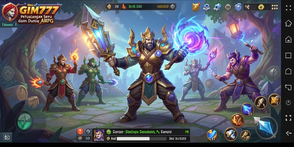 Tampilan seru gameplay ARPG GIM777 dengan pertarungan epik dan karakter menarik.