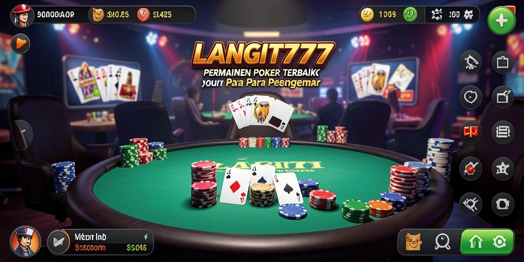 Screenshot LANGIT777 menunjukkan gameplay Poker yang mendebarkan dan interaktif.
