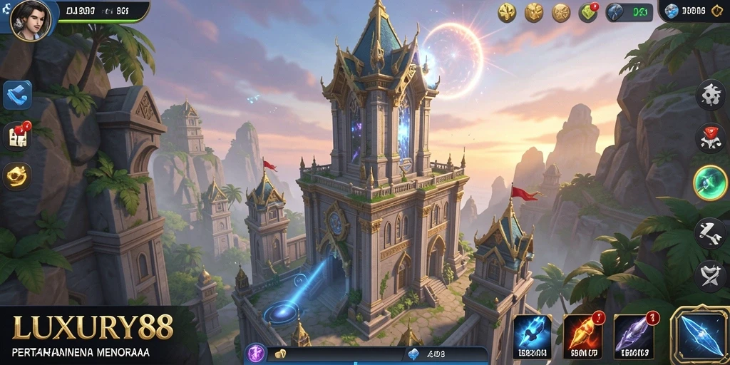 Tampilan menarik dari gameplay LUXURY88 dalam genre Tower Defense.