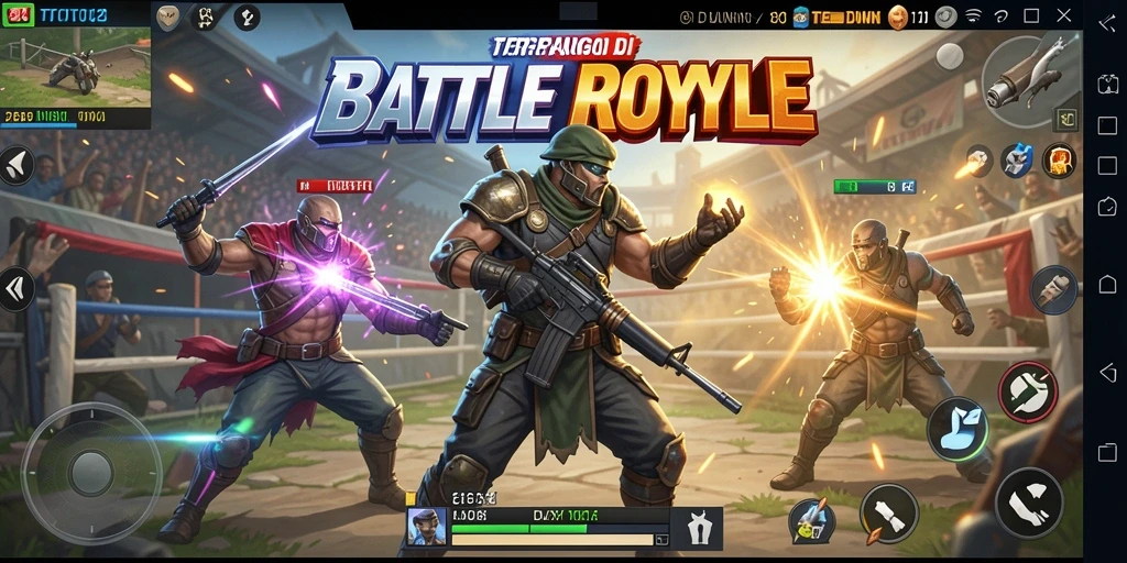 Screenshot gameplay TOTO12 menunjukkan skill bertahan hidup di Battle Royale.