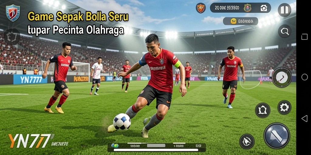 Tampilan gameplay YN777 dengan aksi sepak bola yang realistis.
